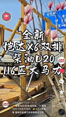 全新愷達(dá)X6柴油雙排，德威D20-116匹大馬力。